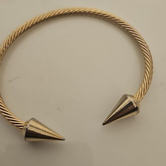 Gold Twisted Open Cuff Bracelet - Picture 13 of 16